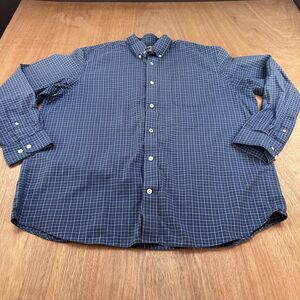 Duluth Trading Co Button Down Shirt XL Blue Check Long Sleeve Cotton